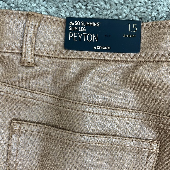 NWT Chico’s 1.5 Short Slimming Peyton Brown Faux Leather Stretch Slim Leg Pant - Picture 6 of 11